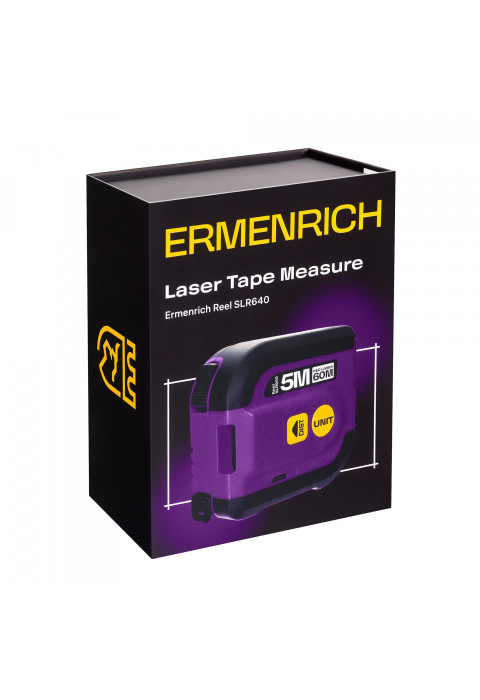 Рулетка с лазерным дальномером Ermenrich Reel SLR640, фиолетовый