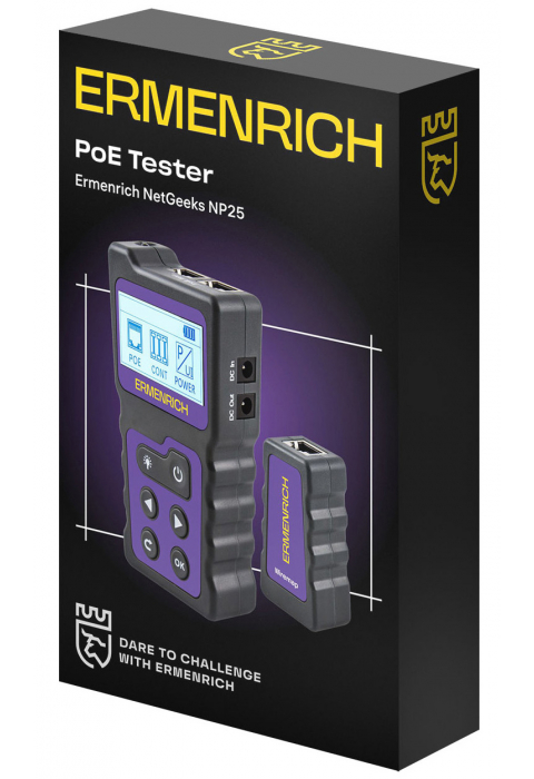 Кабельный PoE-тестер Ermenrich NetGeeks NP25, фиолетовый